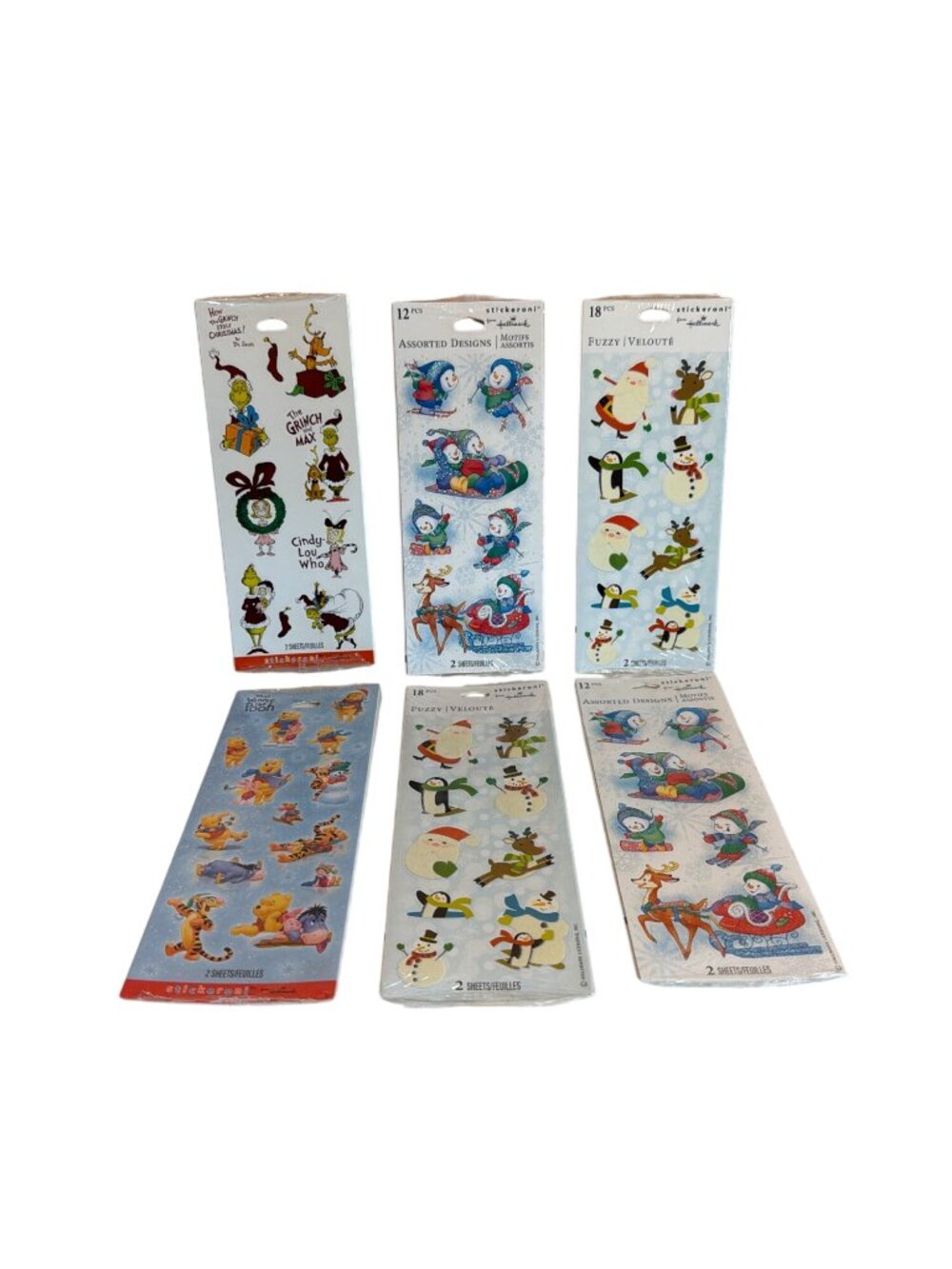 Stickeroni Holiday Sticker Lot Christmas Hallmark Grinch Snowmen Winnie The Pooh - Picture 2 of 6